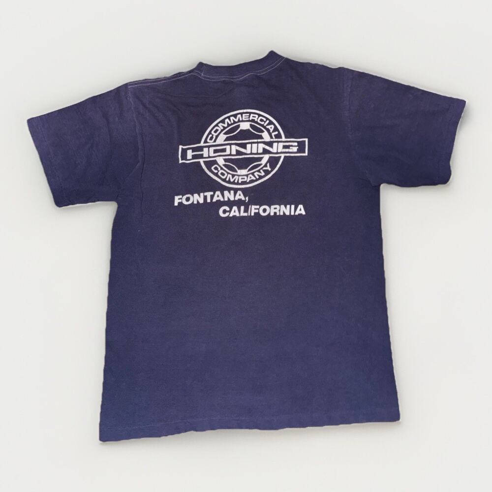 Vintage Single Stitch Pocket T-Shirt Large 19x26 Navy Blue Distressed